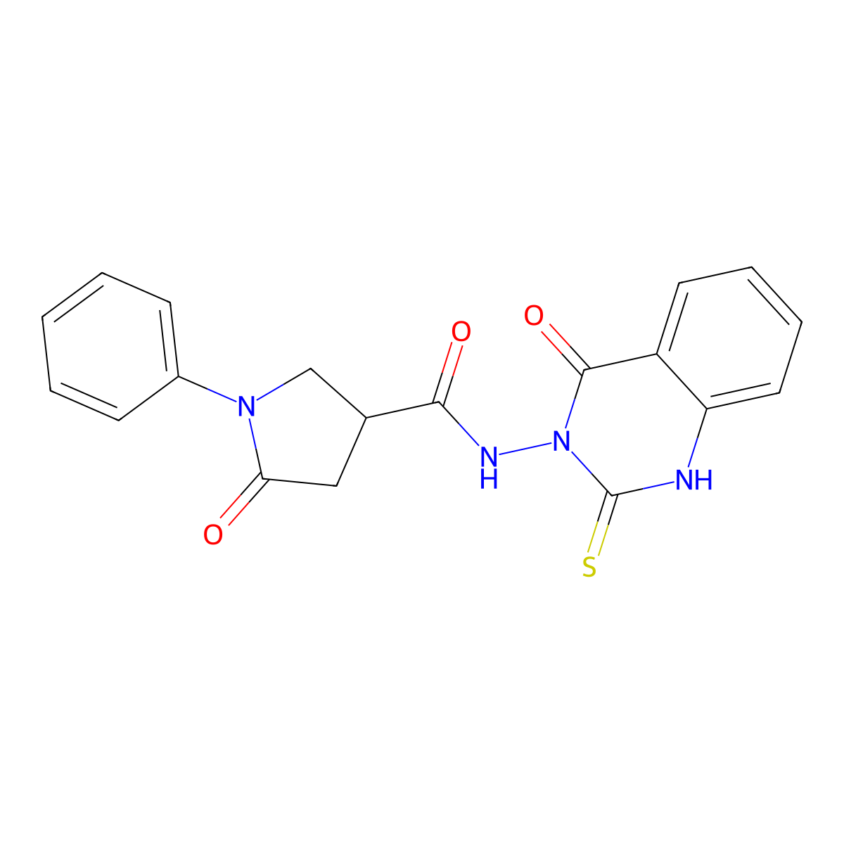 5-oxo-N-(4-oxo-2-sulfanylidene-1,2,3,4-tetrahydroquinazolin-3-yl)-1-phenylpyrrolidine-3-carboxamide molecular structure, CAS 2742019-51-6