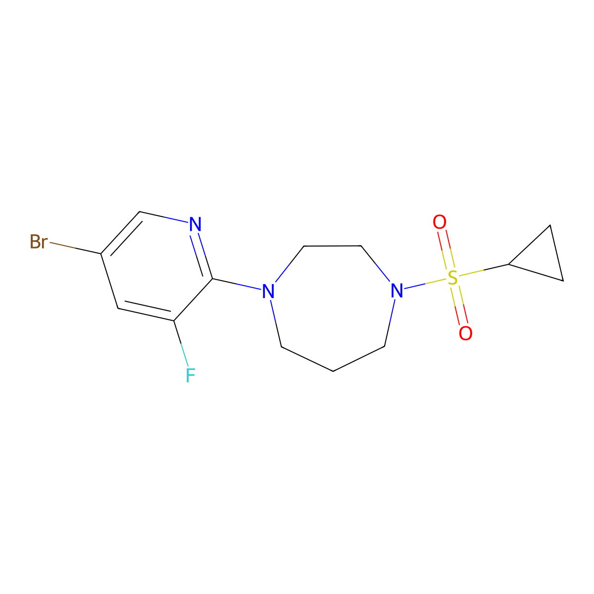 1-(5-Bromo-3-fluoropyridin-2-yl)-4-(cyclopropanesulfonyl)-1,4-diazepane molecular structure, CAS 2742019-54-9