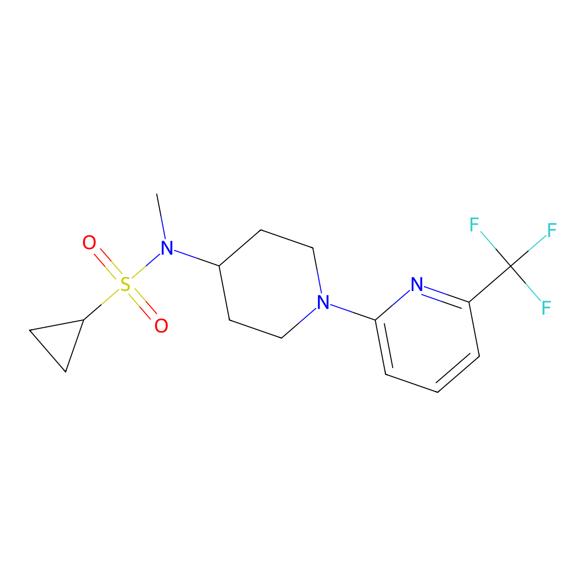 N-methyl-N-{1-[6-(trifluoromethyl)pyridin-2-yl]piperidin-4-yl}cyclopropanesulfonamide molecular structure, CAS 2742019-55-0
