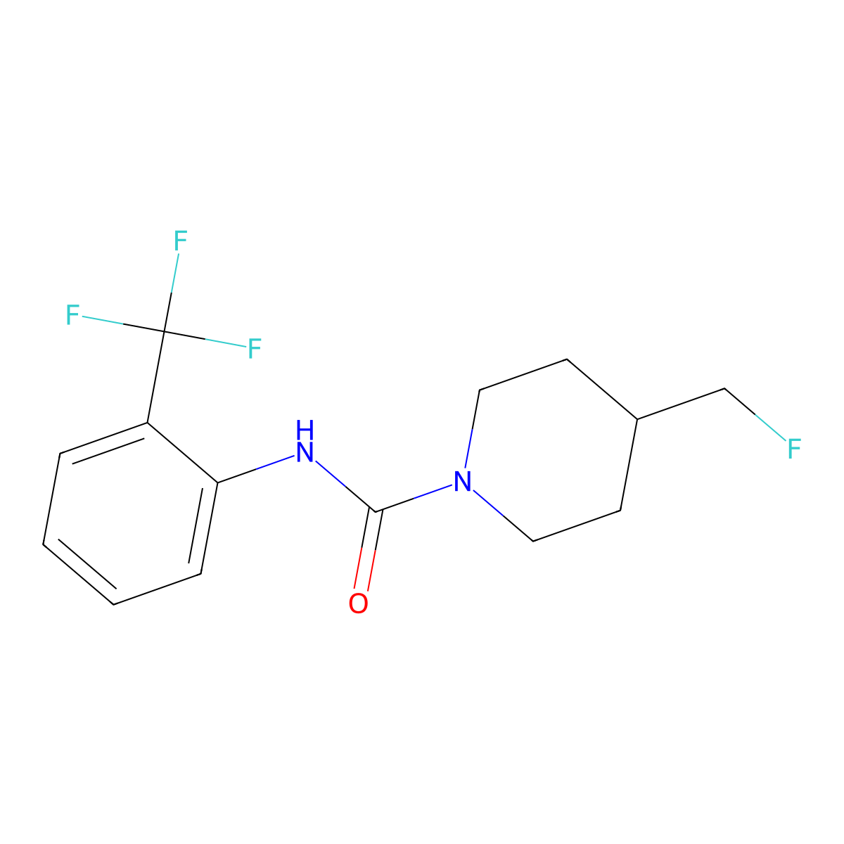 4-(fluoromethyl)-N-[2-(trifluoromethyl)phenyl]piperidine-1-carboxamide molecular structure, CAS 2742019-62-9