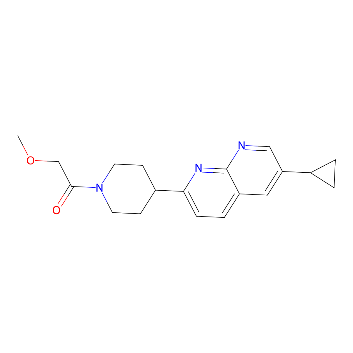 1-[4-(6-Cyclopropyl-1,8-naphthyridin-2-yl)piperidin-1-yl]-2-methoxyethan-1-one molecular structure, CAS 2742019-64-1