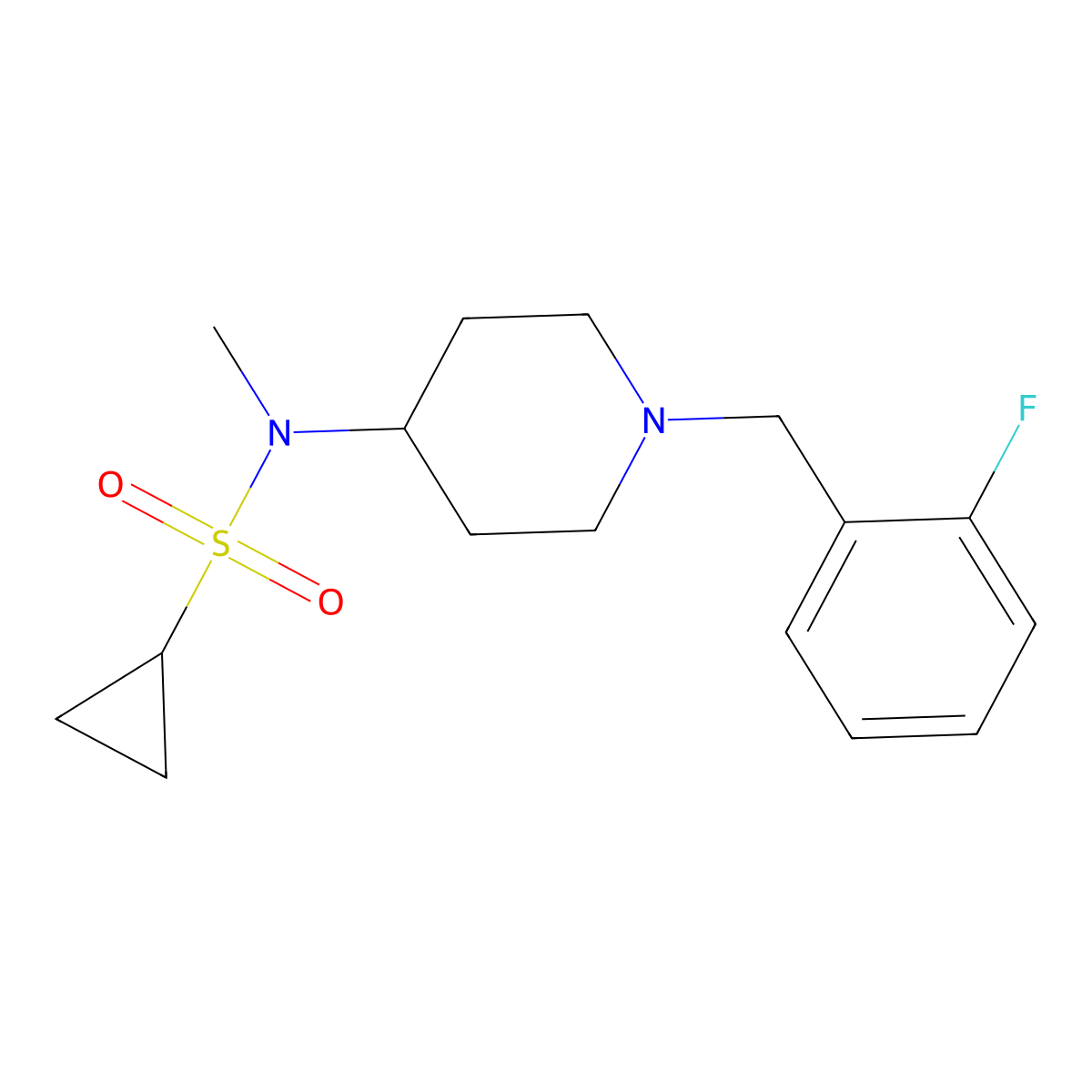 N-{1-[(2-fluorophenyl)methyl]piperidin-4-yl}-N-methylcyclopropanesulfonamide molecular structure, CAS 2742019-65-2
