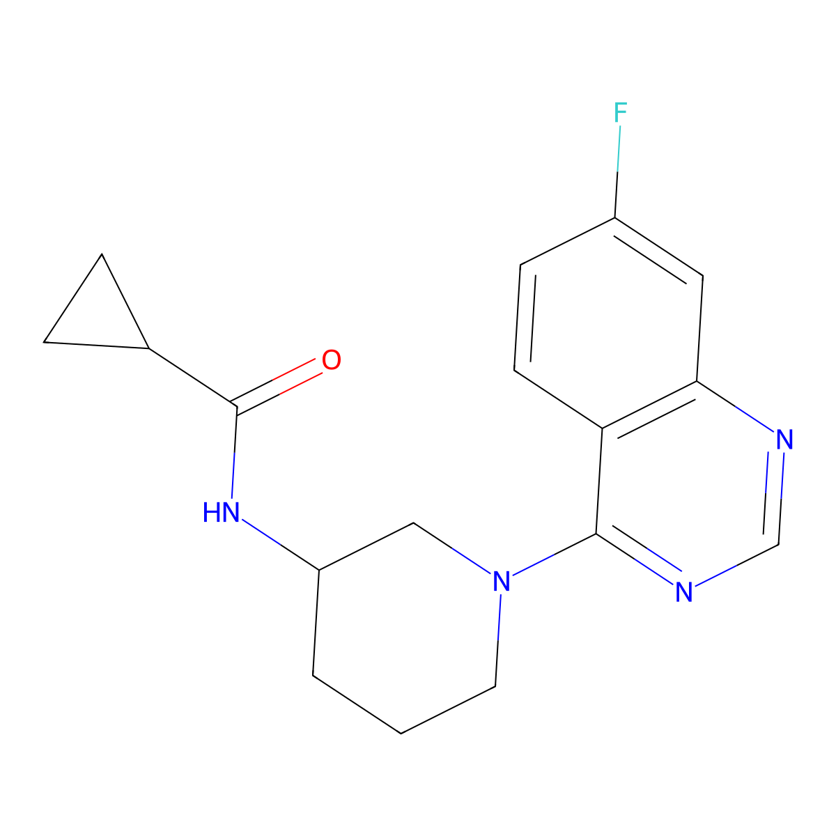 N-[1-(7-fluoroquinazolin-4-yl)piperidin-3-yl]cyclopropanecarboxamide molecular structure, CAS 2742019-73-2