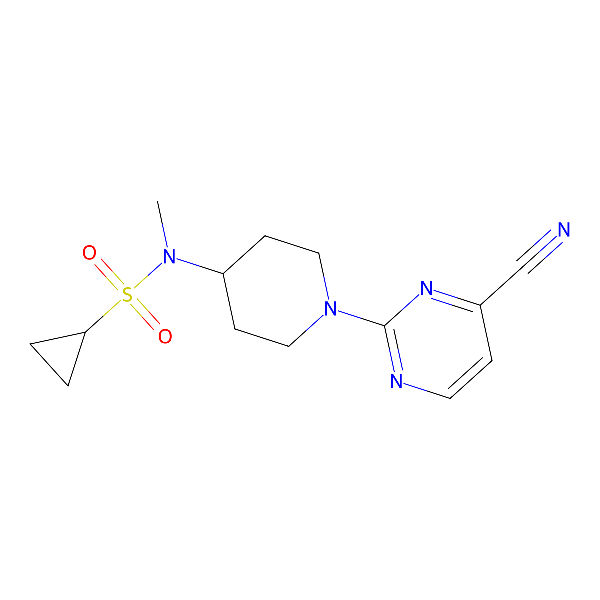 N-[1-(4-cyanopyrimidin-2-yl)piperidin-4-yl]-N-methylcyclopropanesulfonamide molecular structure, CAS 2742019-74-3