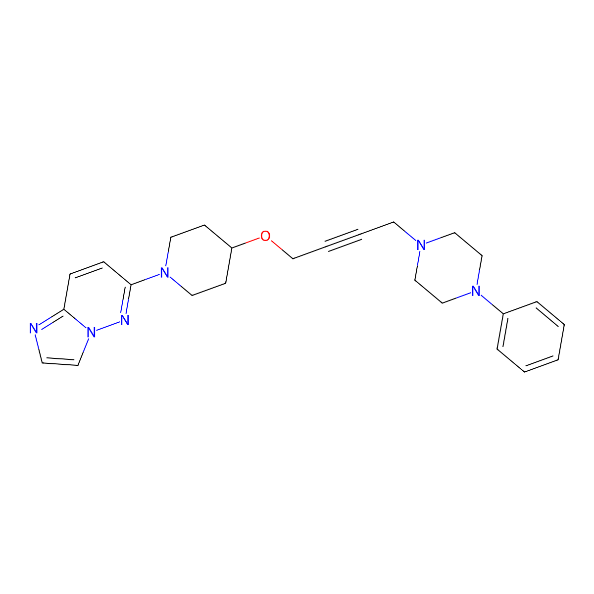 1-{4-[(1-{Imidazo[1,2-b]pyridazin-6-yl}piperidin-4-yl)oxy]but-2-yn-1-yl}-4-phenylpiperazine molecular structure, CAS 2742019-75-4