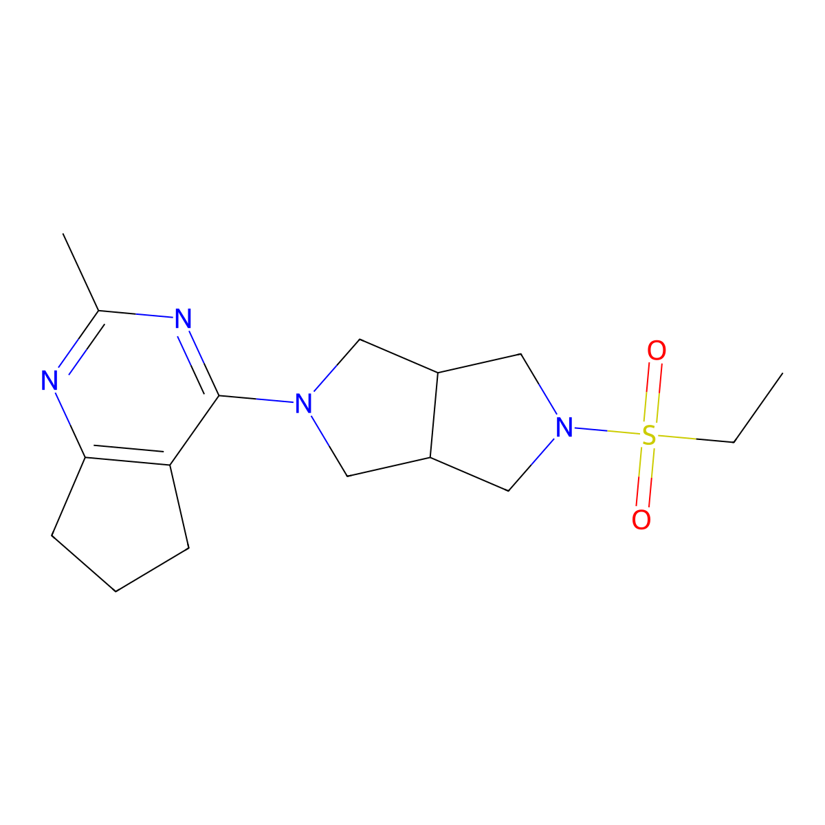 2-(ethanesulfonyl)-5-{2-methyl-5H,6H,7H-cyclopenta[d]pyrimidin-4-yl}-octahydropyrrolo[3,4-c]pyrrole molecular structure, CAS 2742019-76-5