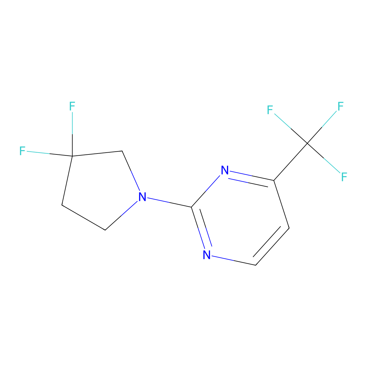 2-(3,3-Difluoropyrrolidin-1-yl)-4-(trifluoromethyl)pyrimidine molecular structure, CAS 2742019-77-6