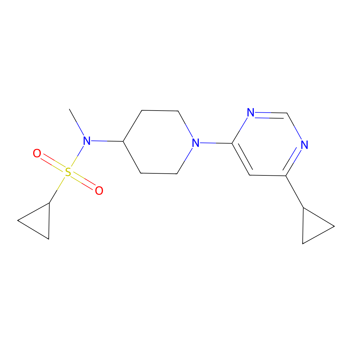 N-[1-(6-cyclopropylpyrimidin-4-yl)piperidin-4-yl]-N-methylcyclopropanesulfonamide molecular structure, CAS 2742019-78-7