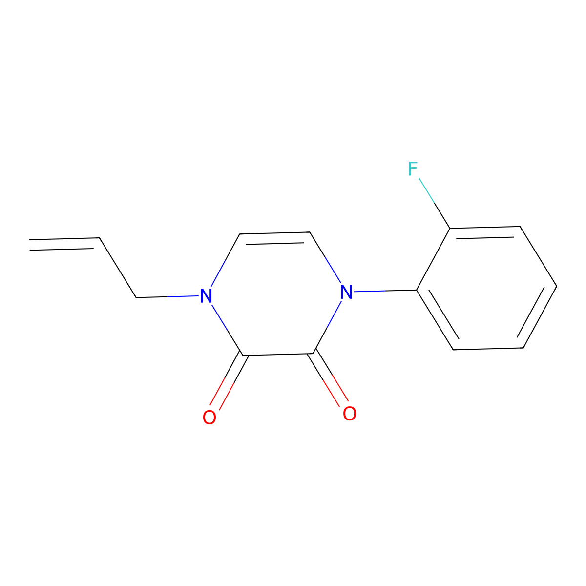 1-(2-Fluorophenyl)-4-(prop-2-en-1-yl)-1,2,3,4-tetrahydropyrazine-2,3-dione molecular structure, CAS 2742019-81-2