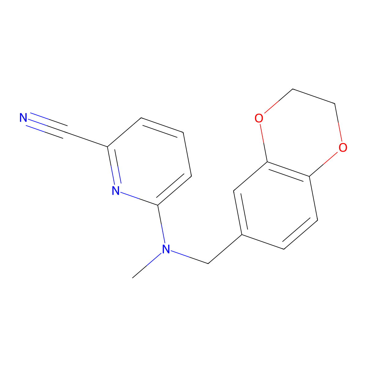 6-{[(2,3-Dihydro-1,4-benzodioxin-6-yl)methyl](methyl)amino}pyridine-2-carbonitrile molecular structure, CAS 2742019-86-7