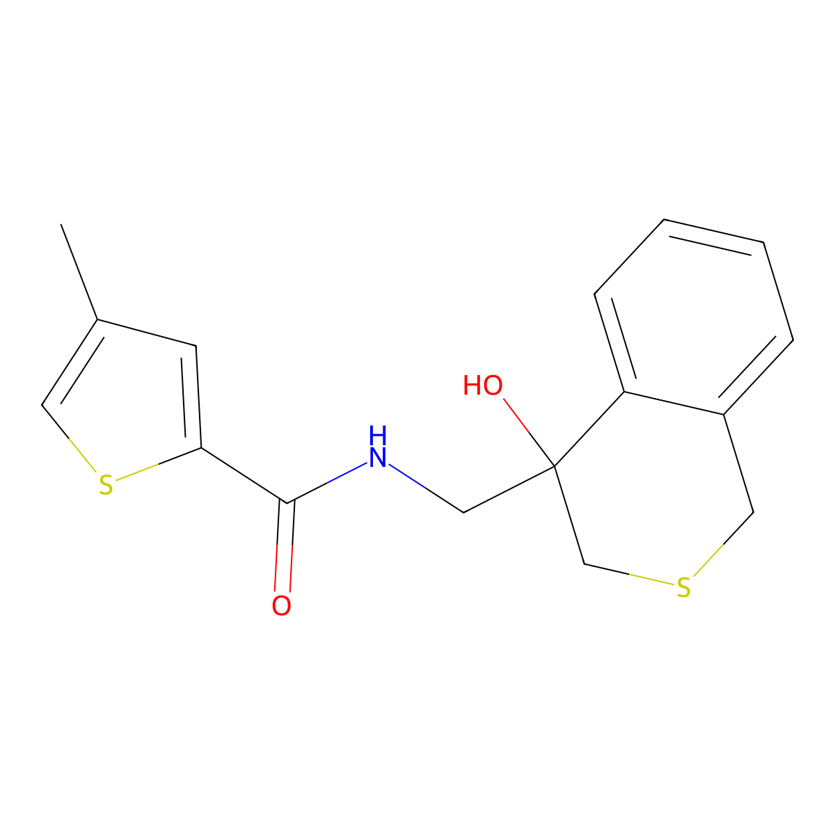 N-[(4-hydroxy-3,4-dihydro-1H-2-benzothiopyran-4-yl)methyl]-4-methylthiophene-2-carboxamide molecular structure, CAS 2742019-88-9