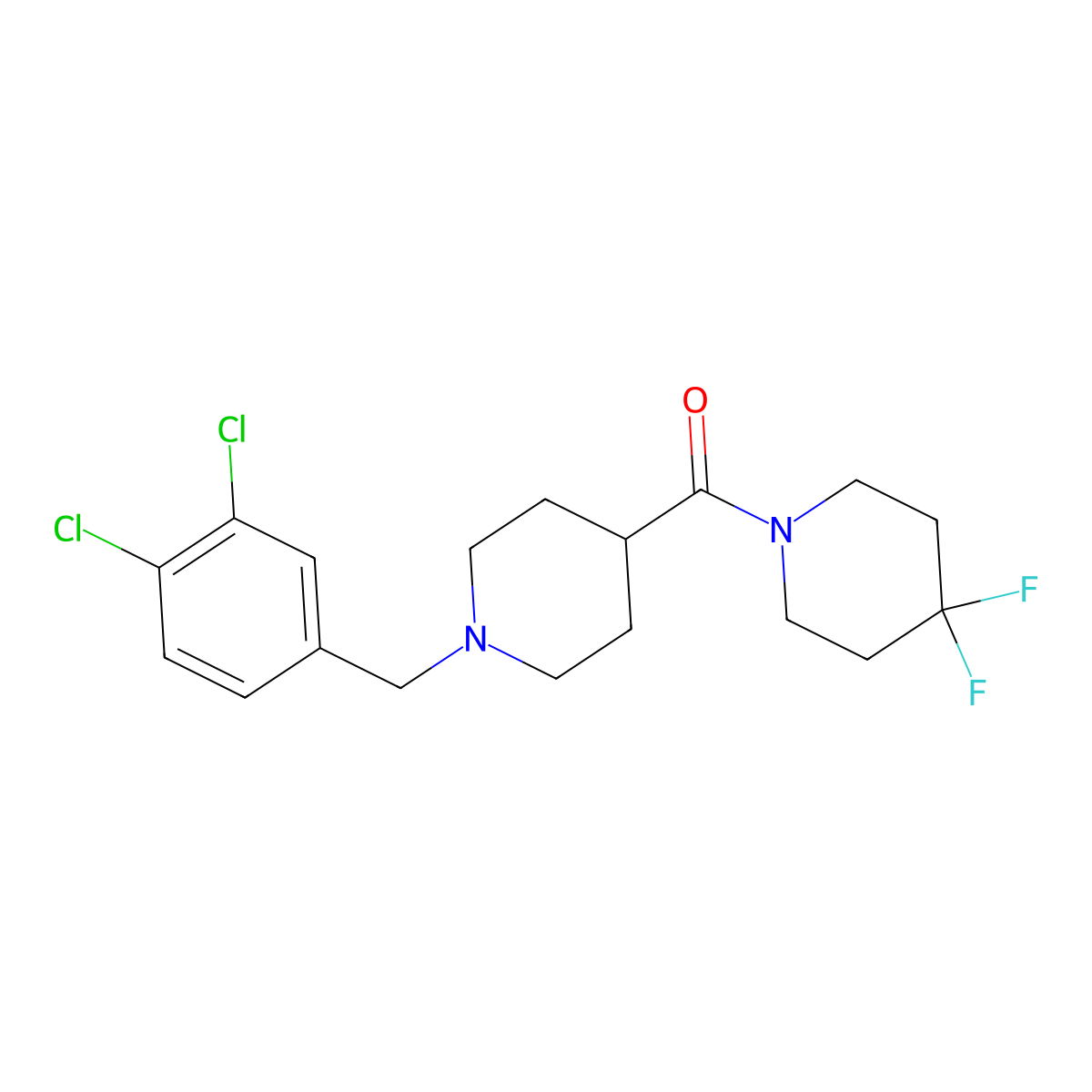 1-{1-[(3,4-Dichlorophenyl)methyl]piperidine-4-carbonyl}-4,4-difluoropiperidine molecular structure, CAS 2742019-92-5