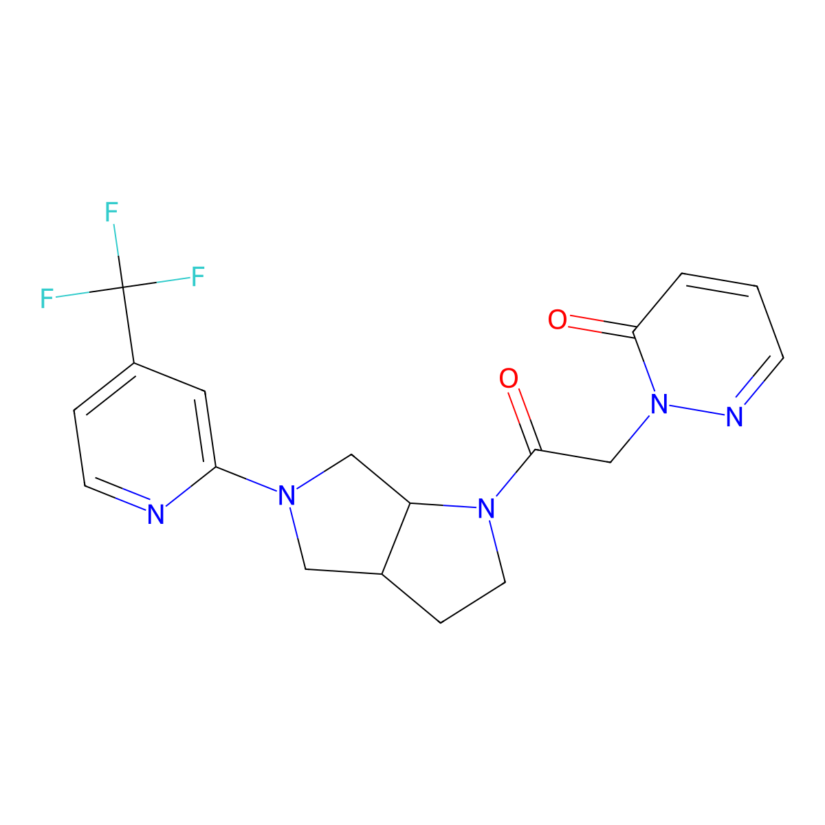 2-(2-Oxo-2-{5-[4-(trifluoromethyl)pyridin-2-yl]-octahydropyrrolo[3,4-b]pyrrol-1-yl}ethyl)-2,3-dihydropyridazin-3-one molecular structure, CAS 2742019-97-0