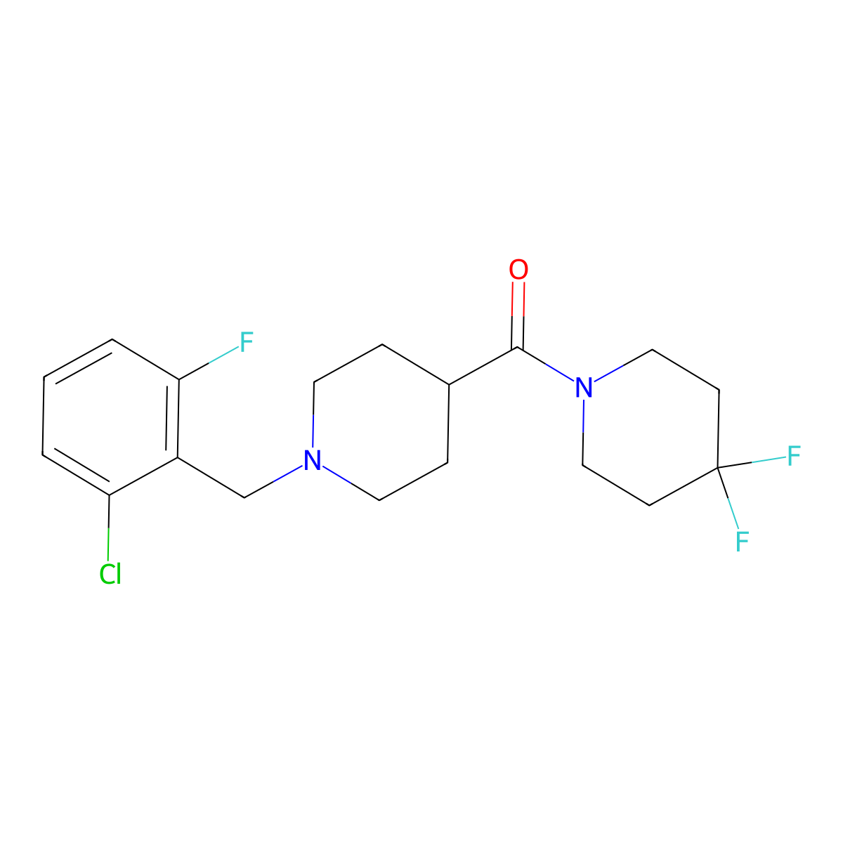 1-{1-[(2-Chloro-6-fluorophenyl)methyl]piperidine-4-carbonyl}-4,4-difluoropiperidine molecular structure, CAS 2742020-00-2