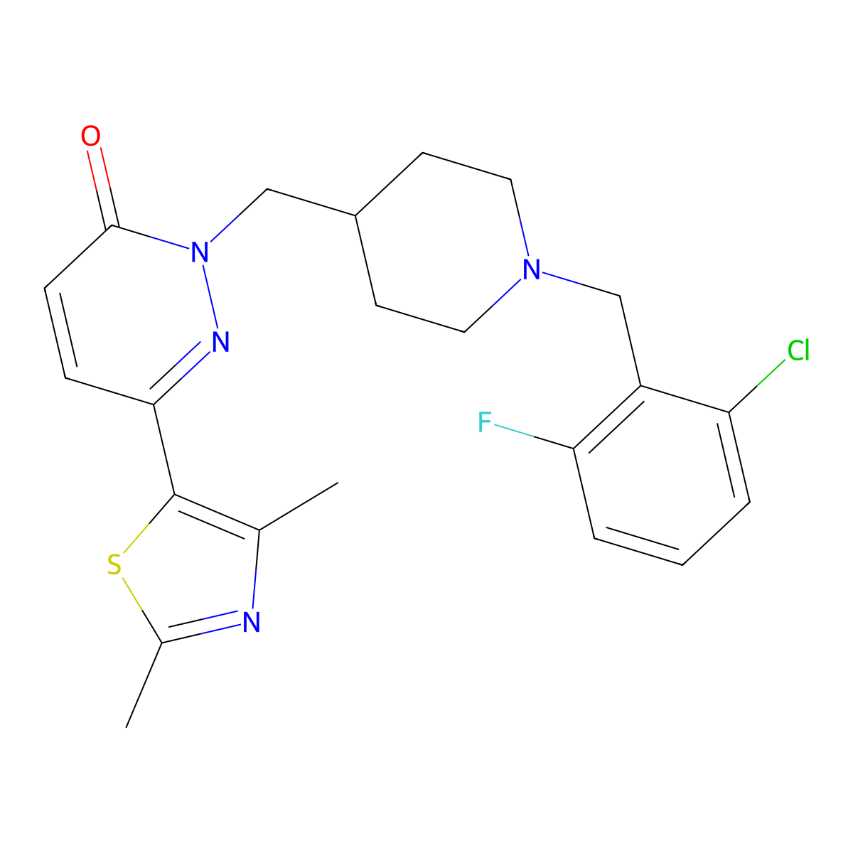 2-({1-[(2-Chloro-6-fluorophenyl)methyl]piperidin-4-yl}methyl)-6-(2,4-dimethyl-1,3-thiazol-5-yl)-2,3-dihydropyridazin-3-one molecular structure, CAS 2742020-06-8