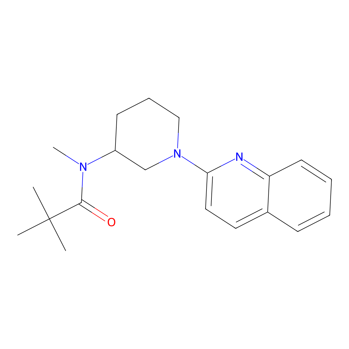 N,2,2-trimethyl-N-[1-(quinolin-2-yl)piperidin-3-yl]propanamide molecular structure, CAS 2742020-09-1