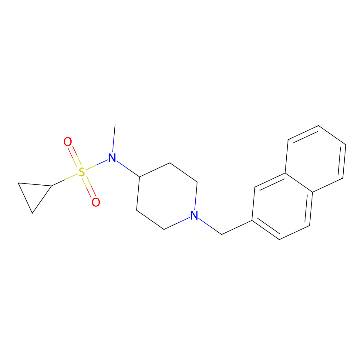 N-methyl-N-{1-[(naphthalen-2-yl)methyl]piperidin-4-yl}cyclopropanesulfonamide molecular structure, CAS 2742020-27-3