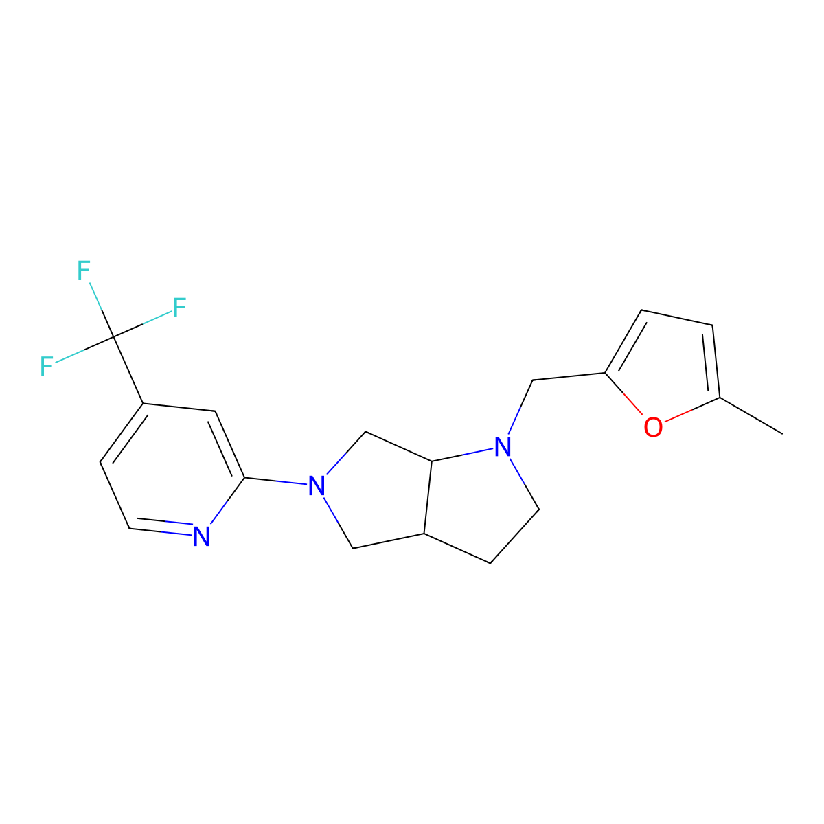 2-{1-[(5-Methylfuran-2-yl)methyl]-octahydropyrrolo[2,3-c]pyrrol-5-yl}-4-(trifluoromethyl)pyridine molecular structure, CAS 2742020-33-1