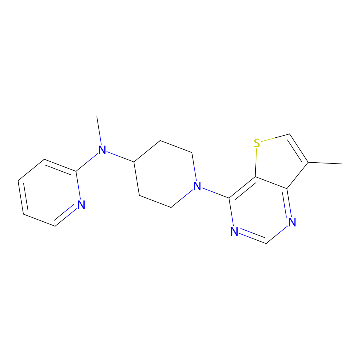 N-methyl-N-(1-{7-methylthieno[3,2-d]pyrimidin-4-yl}piperidin-4-yl)pyridin-2-amine molecular structure, CAS 2742020-42-2