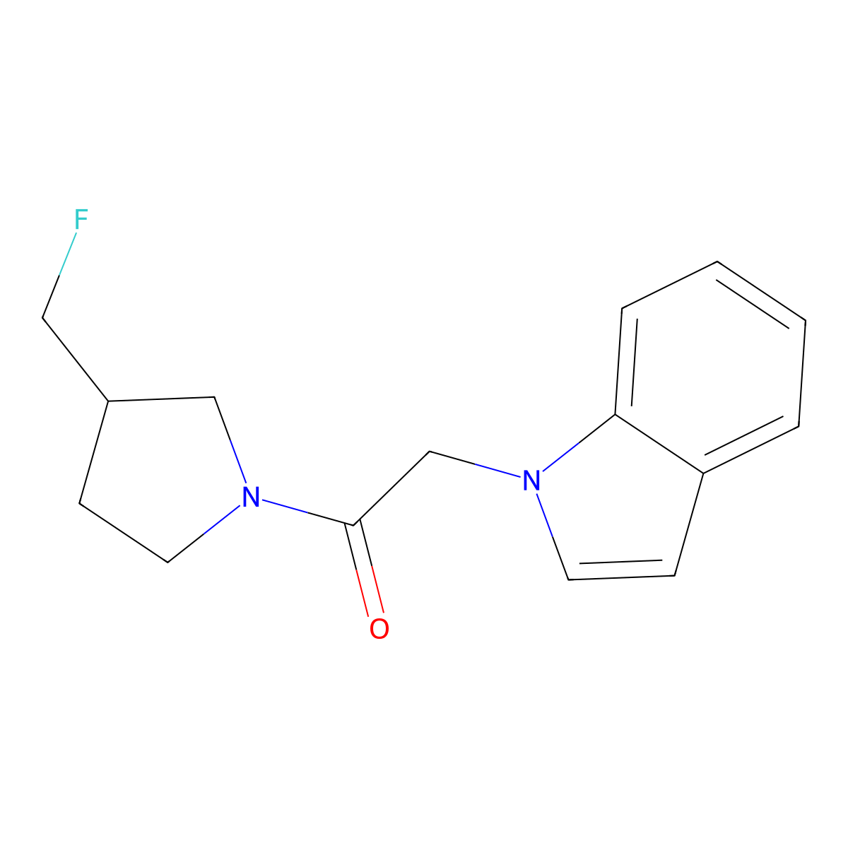 1-[3-(fluoromethyl)pyrrolidin-1-yl]-2-(1H-indol-1-yl)ethan-1-one molecular structure, CAS 2742020-45-5