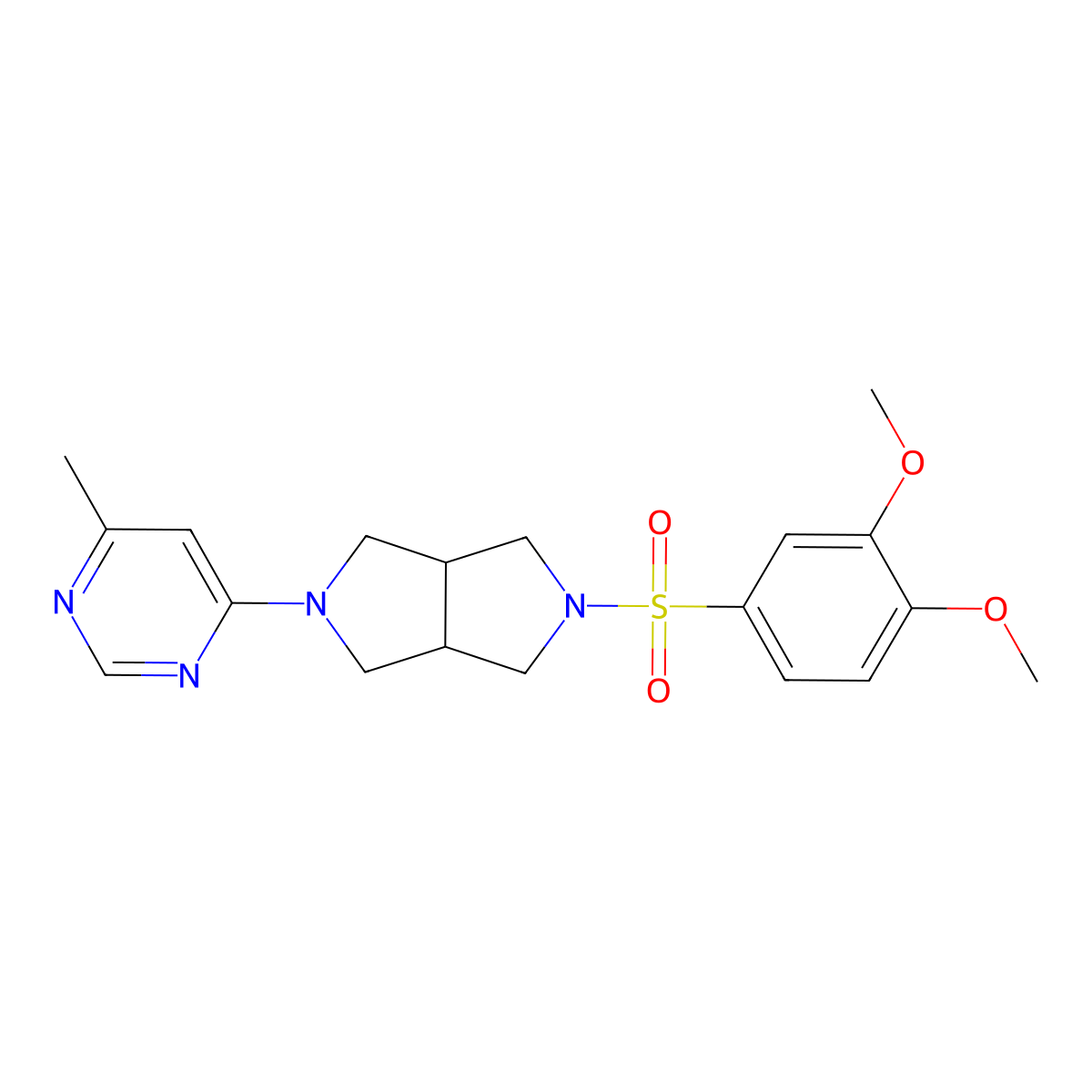4-[5-(3,4-Dimethoxybenzenesulfonyl)-octahydropyrrolo[3,4-c]pyrrol-2-yl]-6-methylpyrimidine molecular structure, CAS 2742020-49-9