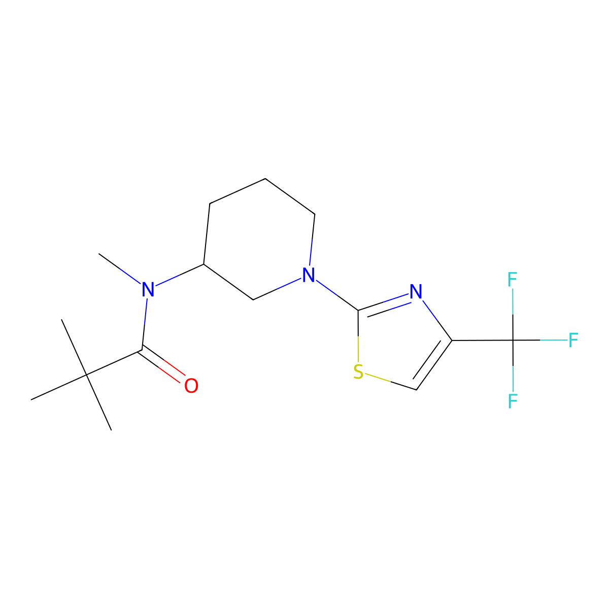 N,2,2-trimethyl-N-{1-[4-(trifluoromethyl)-1,3-thiazol-2-yl]piperidin-3-yl}propanamide molecular structure, CAS 2742020-50-2