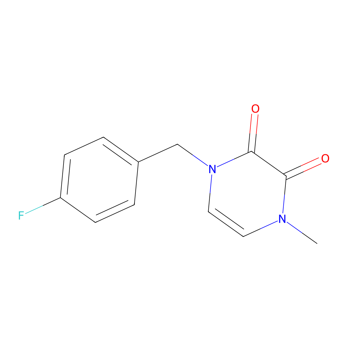1-[(4-Fluorophenyl)methyl]-4-methyl-1,2,3,4-tetrahydropyrazine-2,3-dione molecular structure, CAS 2742020-51-3
