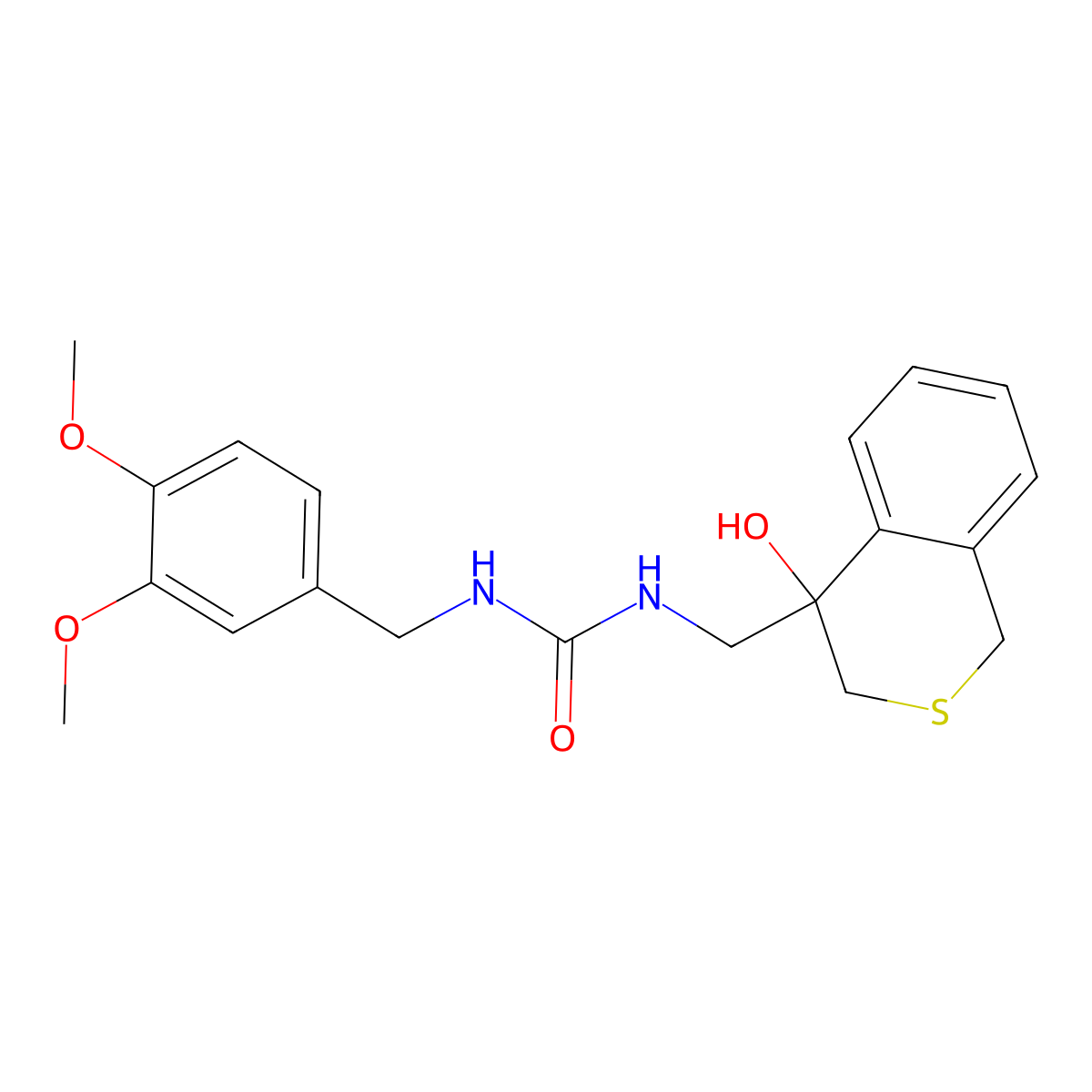 1-[(3,4-dimethoxyphenyl)methyl]-3-[(4-hydroxy-3,4-dihydro-1H-2-benzothiopyran-4-yl)methyl]urea molecular structure, CAS 2742020-53-5