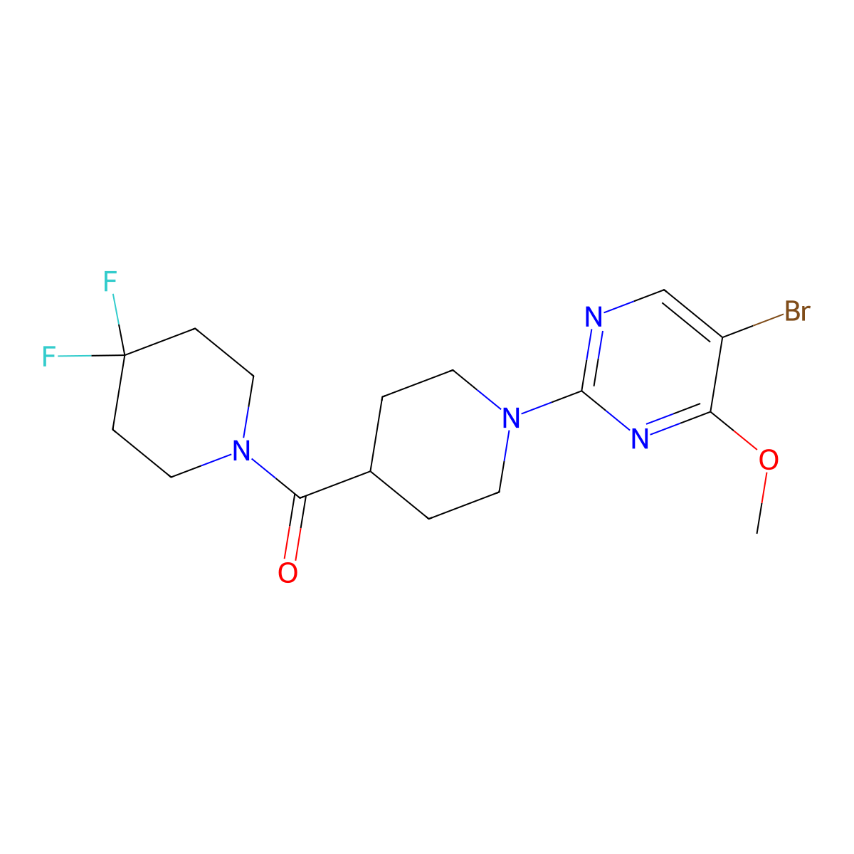 5-Bromo-2-[4-(4,4-difluoropiperidine-1-carbonyl)piperidin-1-yl]-4-methoxypyrimidine molecular structure, CAS 2742020-55-7