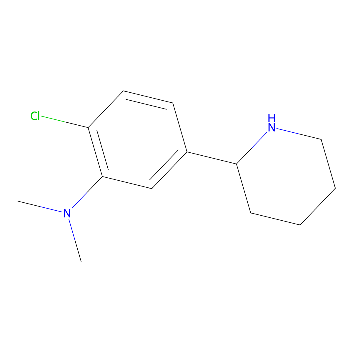 2-chloro-N,N-dimethyl-5-(piperidin-2-yl)aniline molecular structure, CAS 2742020-56-8
