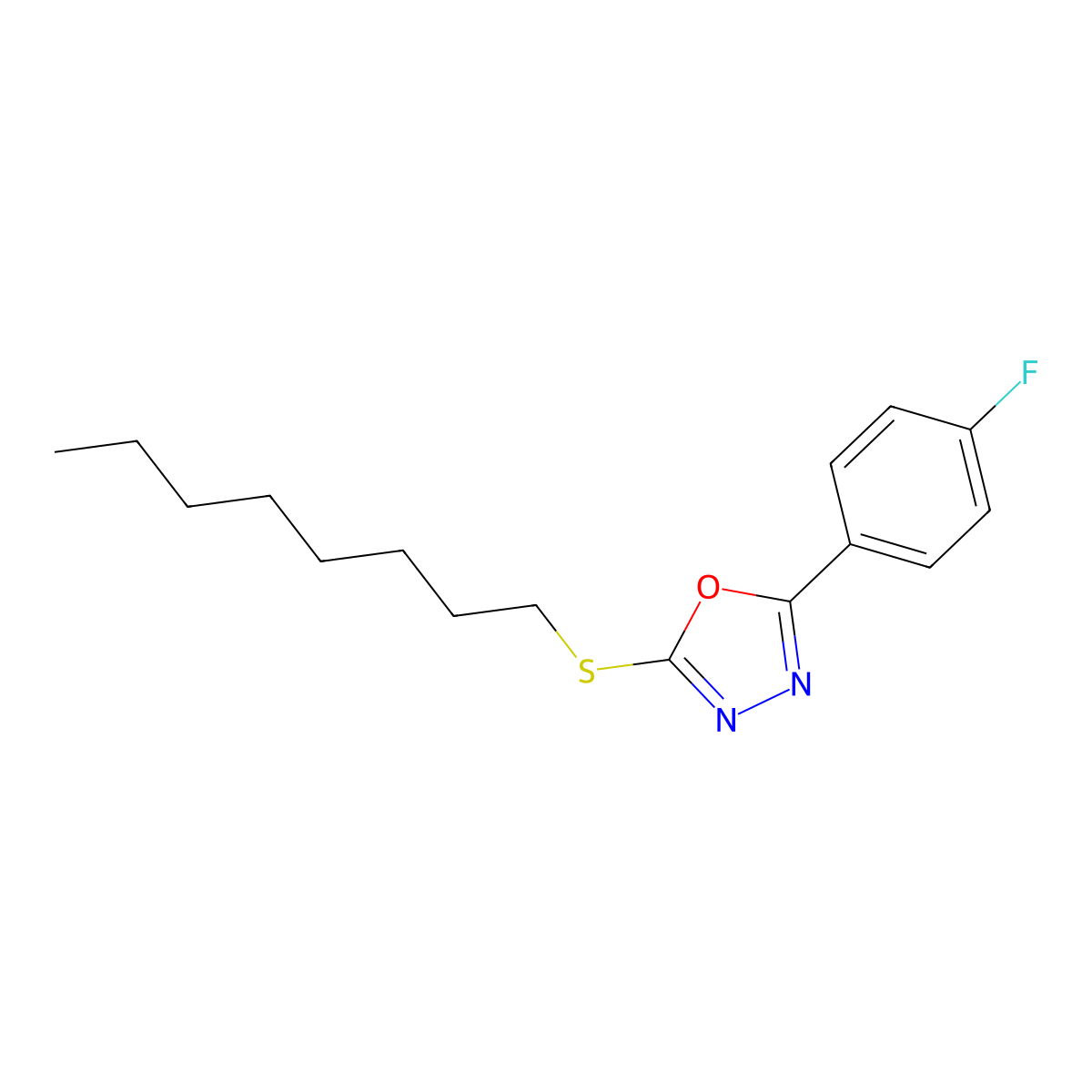 2-(4-Fluorophenyl)-5-(octylsulfanyl)-1,3,4-oxadiazole molecular structure, CAS 2742020-57-9