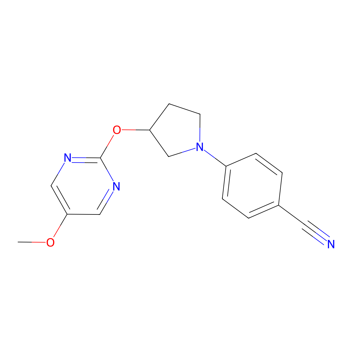 4-{3-[(5-Methoxypyrimidin-2-yl)oxy]pyrrolidin-1-yl}benzonitrile molecular structure, CAS 2742020-63-7