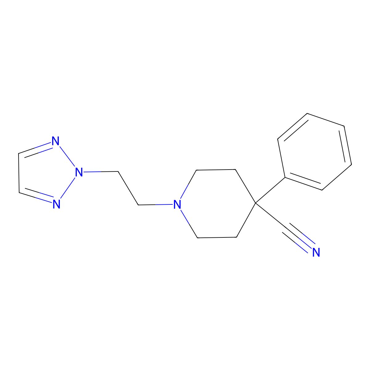 4-phenyl-1-[2-(2H-1,2,3-triazol-2-yl)ethyl]piperidine-4-carbonitrile molecular structure, CAS 2742020-71-7