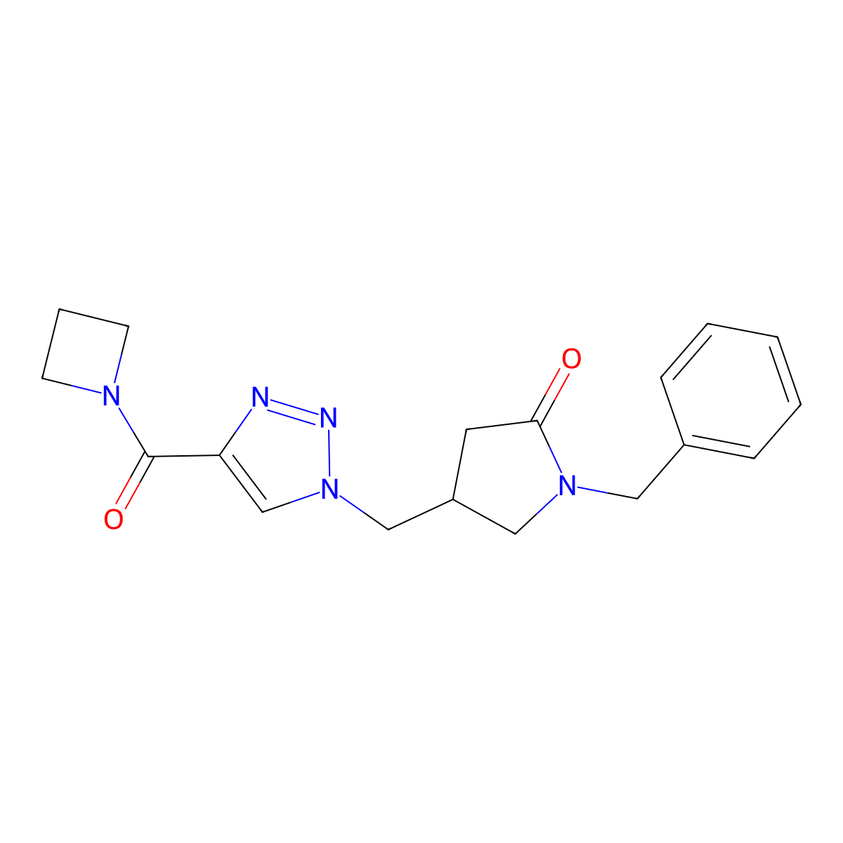4-{[4-(azetidine-1-carbonyl)-1H-1,2,3-triazol-1-yl]methyl}-1-benzylpyrrolidin-2-one molecular structure, CAS 2742020-77-3