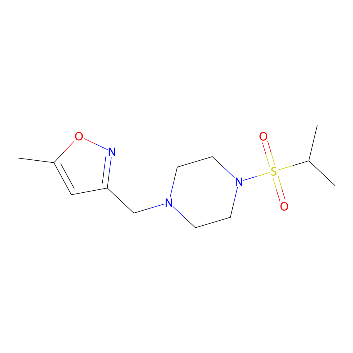 1-[(5-Methyl-1,2-oxazol-3-yl)methyl]-4-(propane-2-sulfonyl)piperazine molecular structure, CAS 2742020-80-8