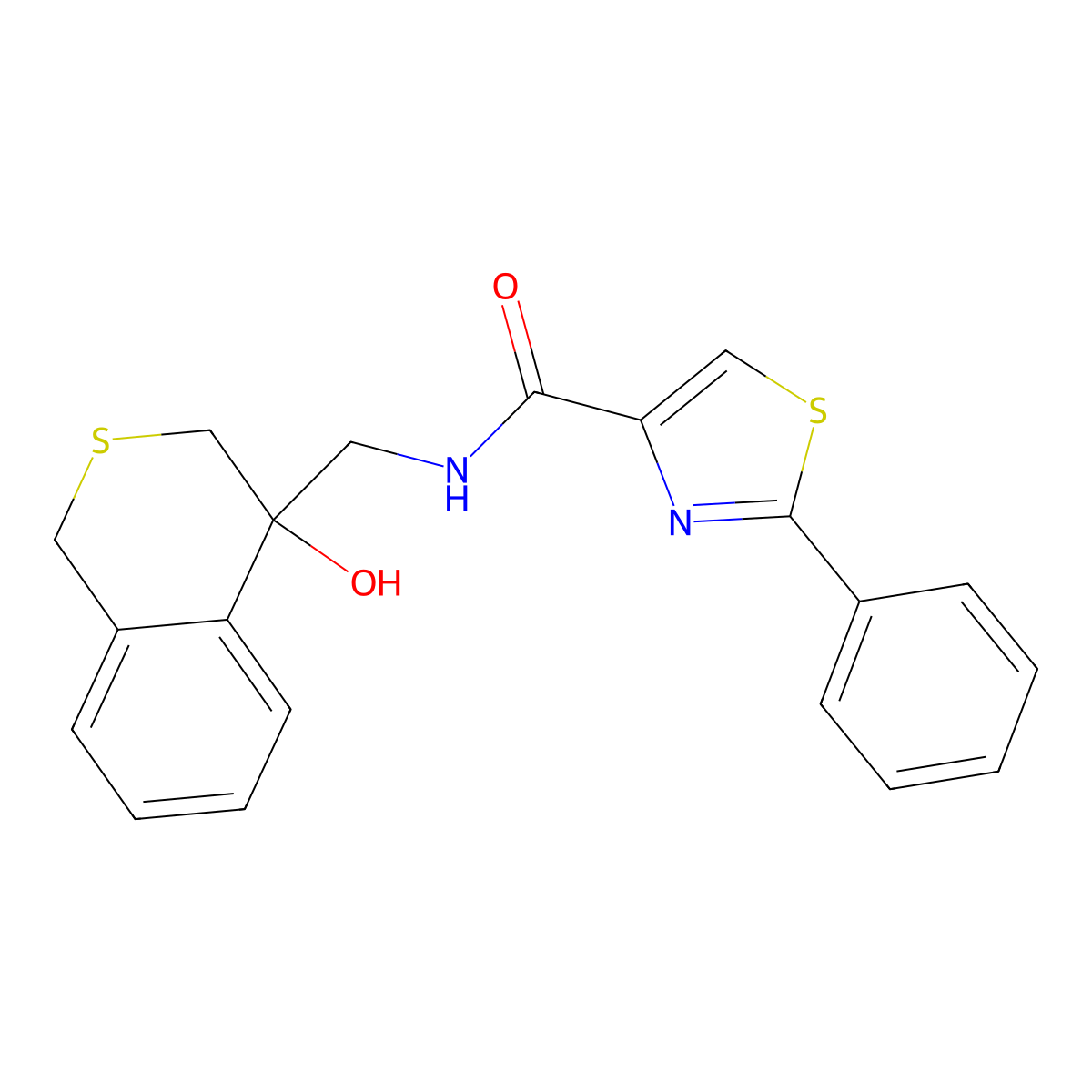 N-[(4-hydroxy-3,4-dihydro-1H-2-benzothiopyran-4-yl)methyl]-2-phenyl-1,3-thiazole-4-carboxamide molecular structure, CAS 2742020-83-1