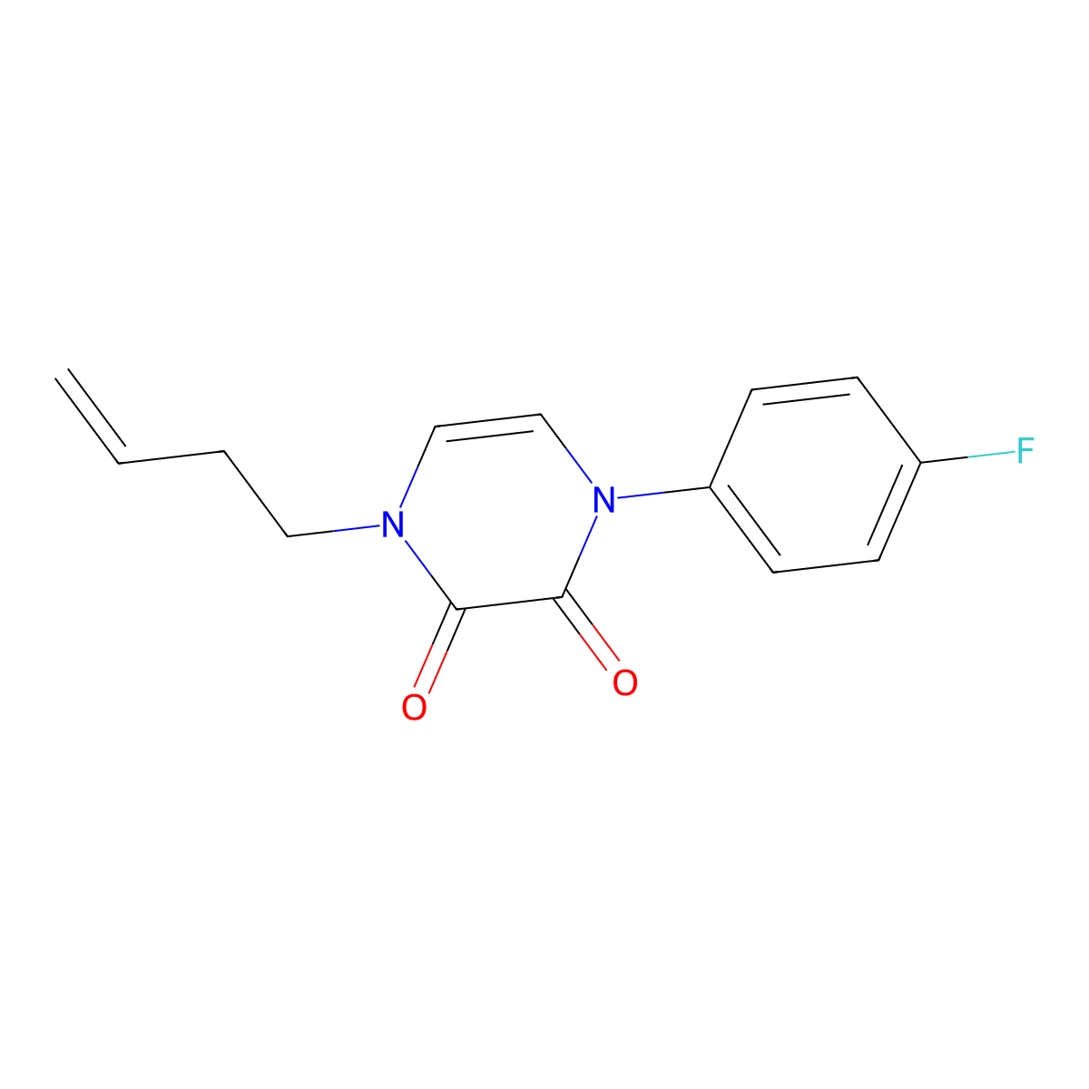 1-(But-3-en-1-yl)-4-(4-fluorophenyl)-1,2,3,4-tetrahydropyrazine-2,3-dione molecular structure, CAS 2742020-84-2