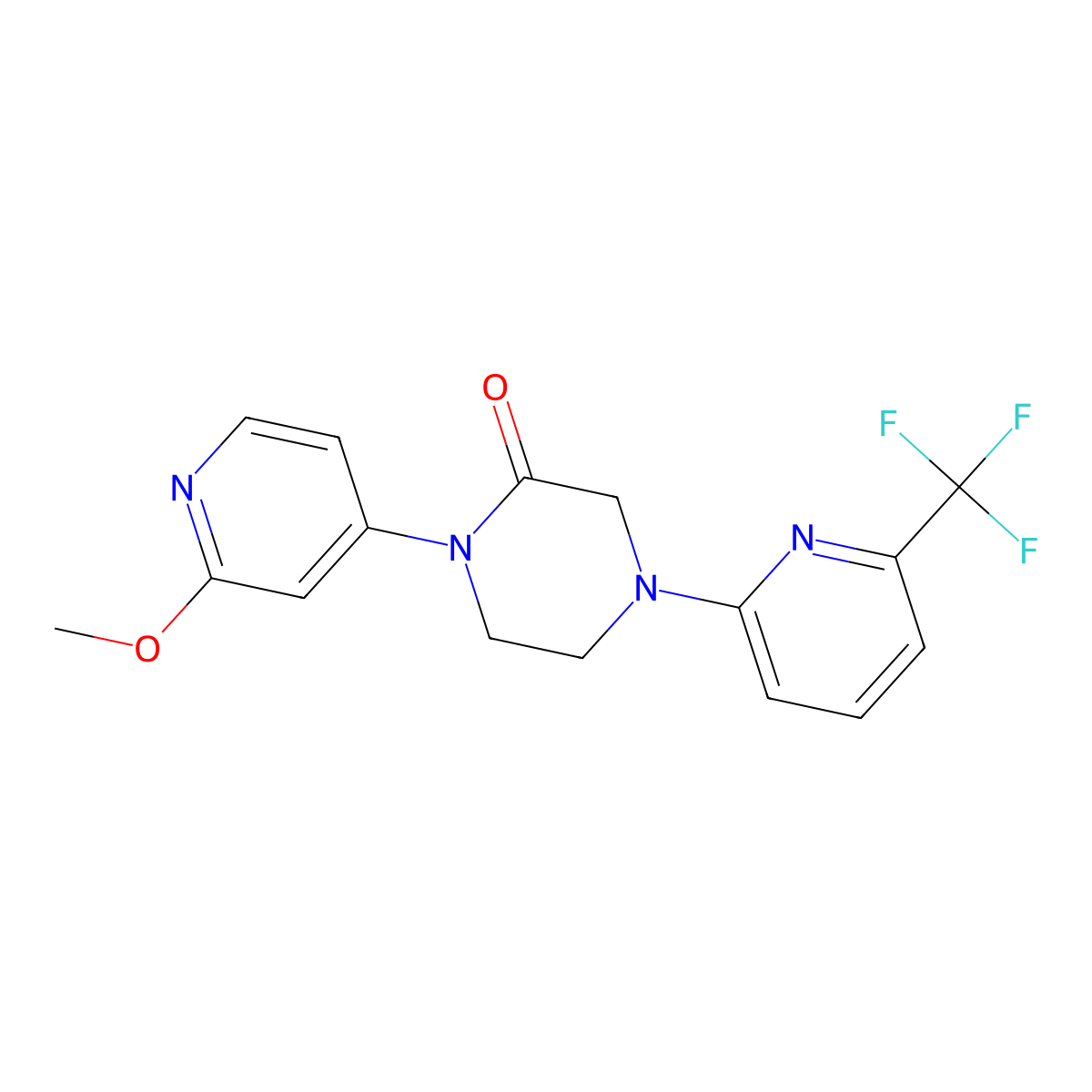 1-(2-Methoxypyridin-4-yl)-4-[6-(trifluoromethyl)pyridin-2-yl]piperazin-2-one molecular structure, CAS 2742020-88-6