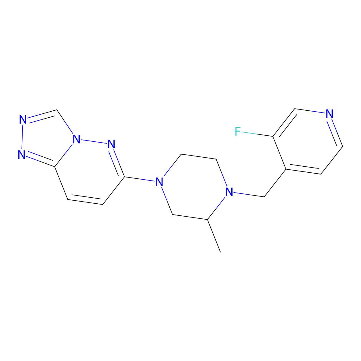 1-[(3-Fluoropyridin-4-yl)methyl]-2-methyl-4-{[1,2,4]triazolo[4,3-b]pyridazin-6-yl}piperazine molecular structure, CAS 2742020-90-0