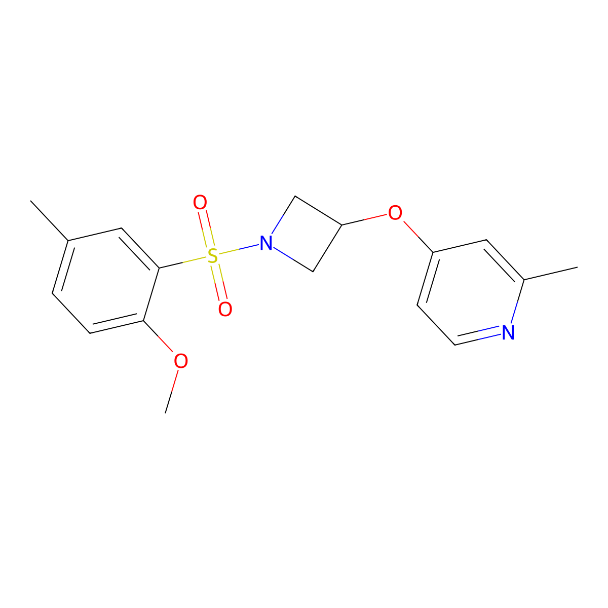 4-{[1-(2-Methoxy-5-methylbenzenesulfonyl)azetidin-3-yl]oxy}-2-methylpyridine molecular structure, CAS 2742020-91-1