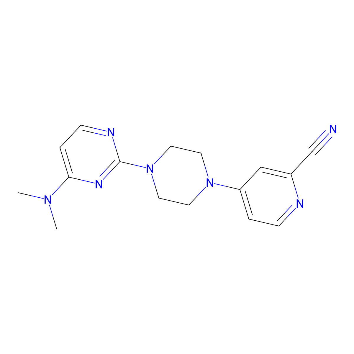 4-{4-[4-(Dimethylamino)pyrimidin-2-yl]piperazin-1-yl}pyridine-2-carbonitrile molecular structure, CAS 2742020-94-4