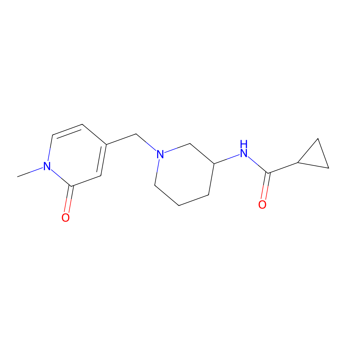 N-{1-[(1-methyl-2-oxo-1,2-dihydropyridin-4-yl)methyl]piperidin-3-yl}cyclopropanecarboxamide molecular structure, CAS 2742021-03-8