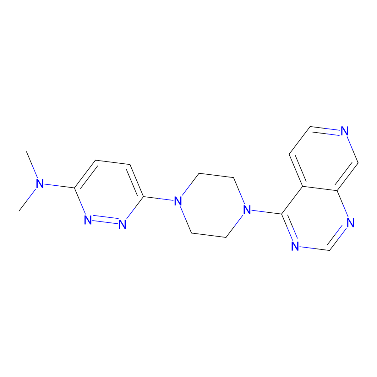 N,N-dimethyl-6-(4-{pyrido[3,4-d]pyrimidin-4-yl}piperazin-1-yl)pyridazin-3-amine molecular structure, CAS 2742021-04-9