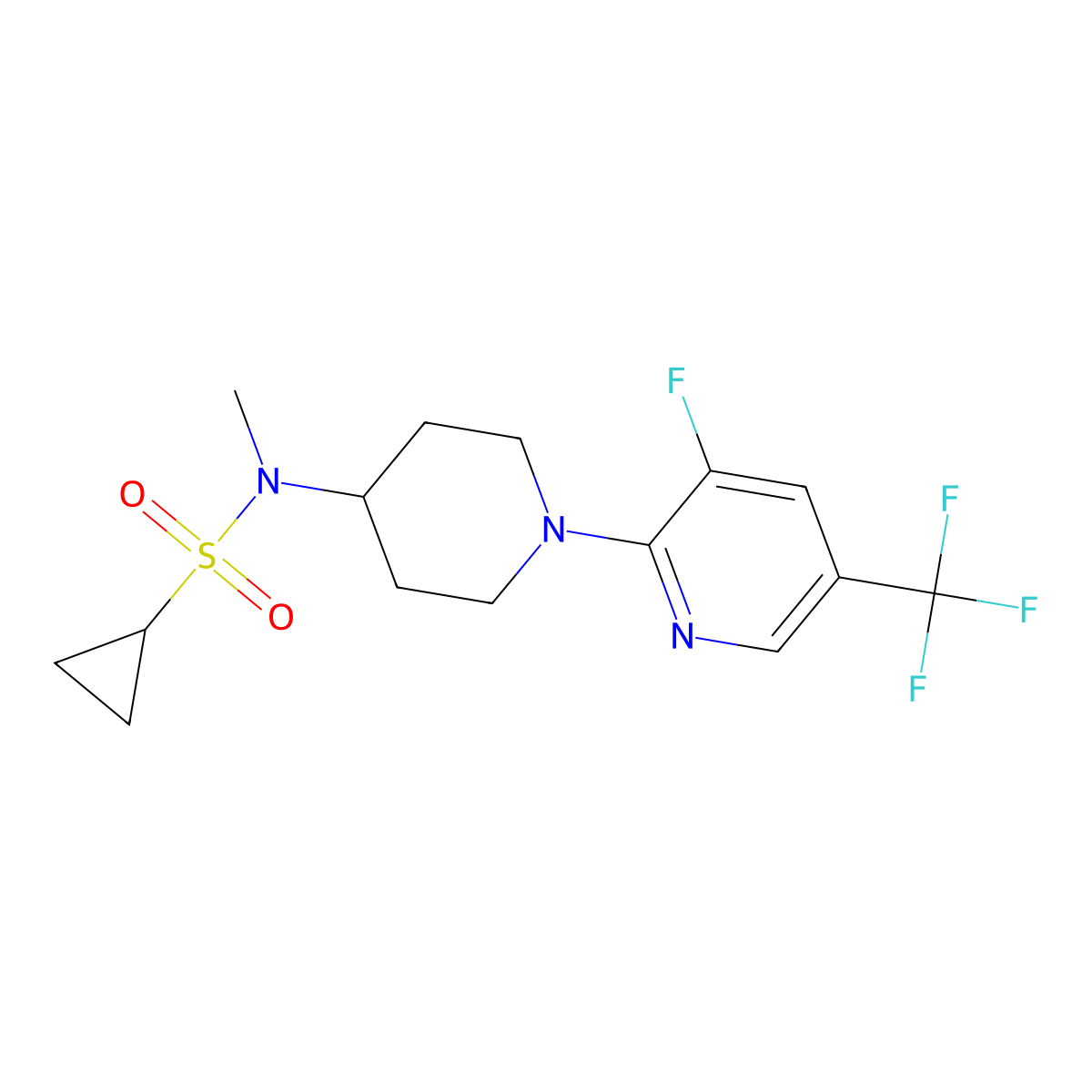 N-{1-[3-fluoro-5-(trifluoromethyl)pyridin-2-yl]piperidin-4-yl}-N-methylcyclopropanesulfonamide molecular structure, CAS 2742021-09-4
