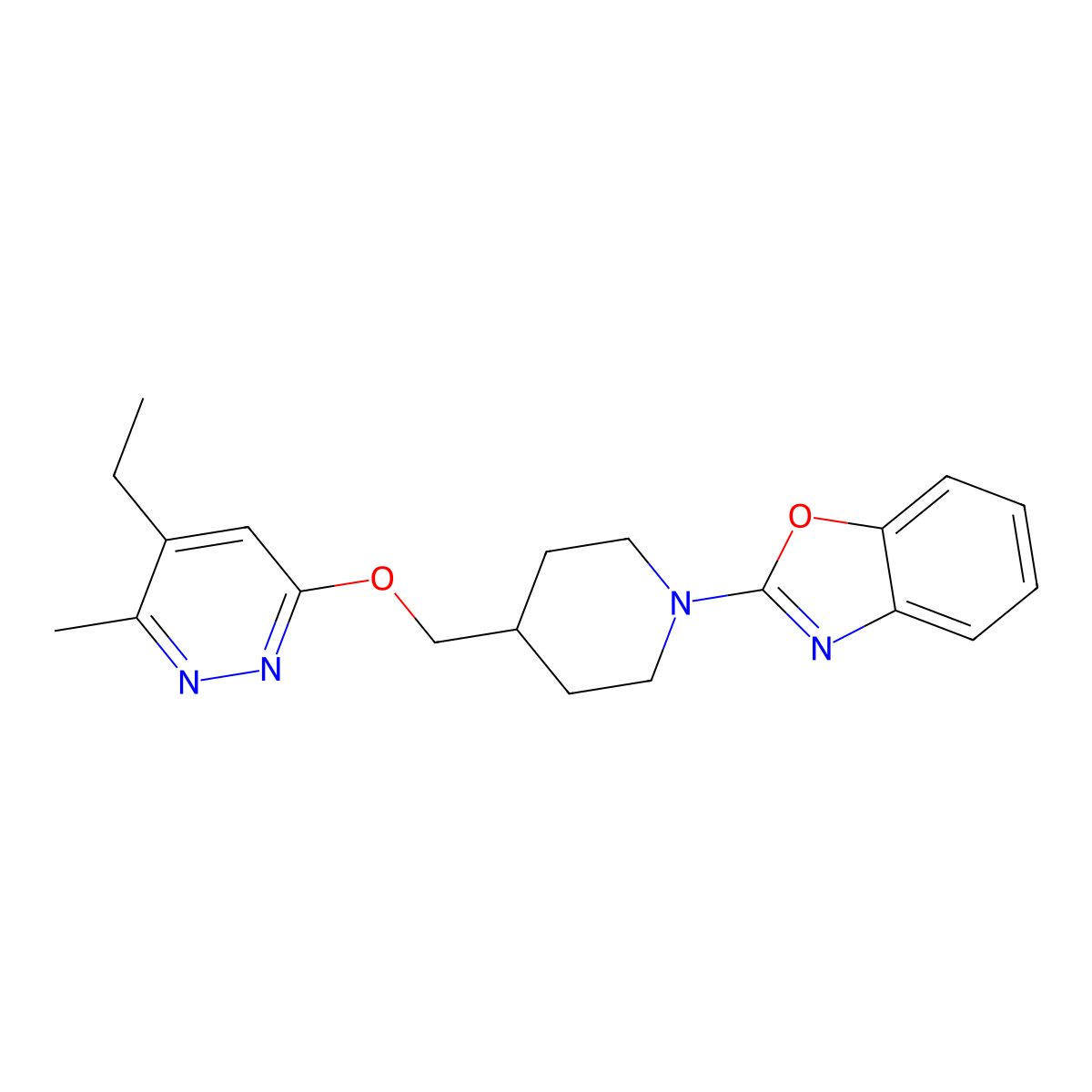 2-(4-{[(5-Ethyl-6-methylpyridazin-3-yl)oxy]methyl}piperidin-1-yl)-1,3-benzoxazole molecular structure, CAS 2742021-11-8