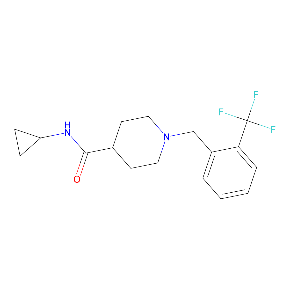 N-cyclopropyl-1-{[2-(trifluoromethyl)phenyl]methyl}piperidine-4-carboxamide molecular structure, CAS 2742021-14-1