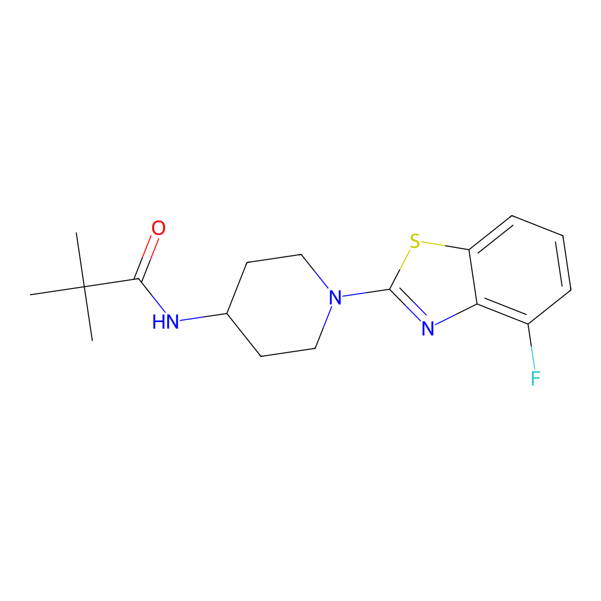 N-[1-(4-fluoro-1,3-benzothiazol-2-yl)piperidin-4-yl]-2,2-dimethylpropanamide molecular structure, CAS 2742021-15-2