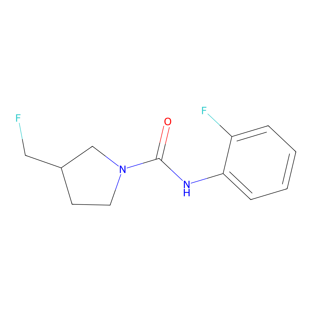 3-(fluoromethyl)-N-(2-fluorophenyl)pyrrolidine-1-carboxamide molecular structure, CAS 2742021-17-4