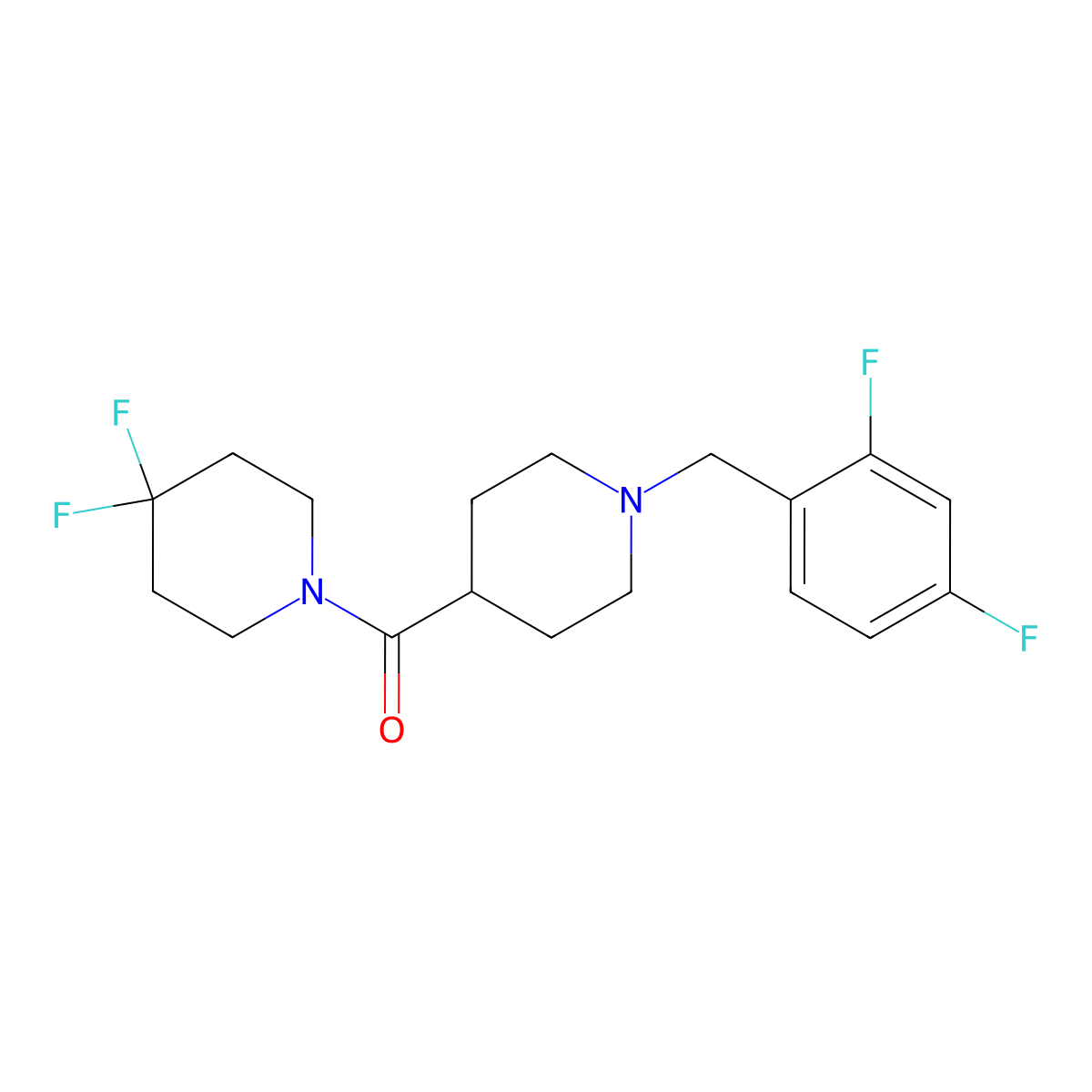 1-{1-[(2,4-Difluorophenyl)methyl]piperidine-4-carbonyl}-4,4-difluoropiperidine molecular structure, CAS 2742021-19-6