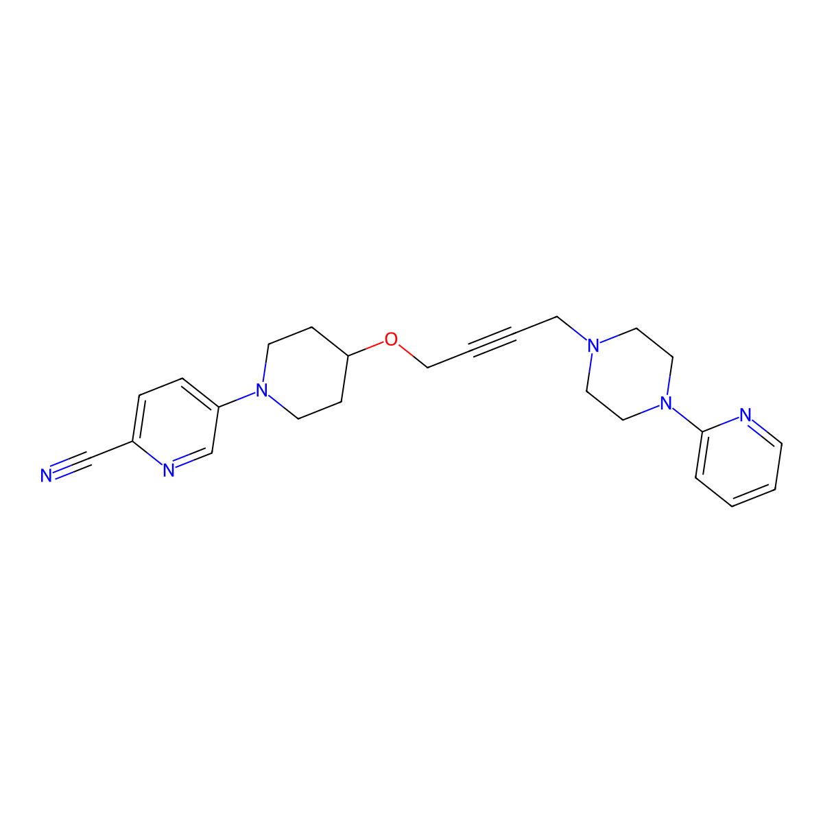 5-[4-({4-[4-(Pyridin-2-yl)piperazin-1-yl]but-2-yn-1-yl}oxy)piperidin-1-yl]pyridine-2-carbonitrile molecular structure, CAS 2742021-20-9